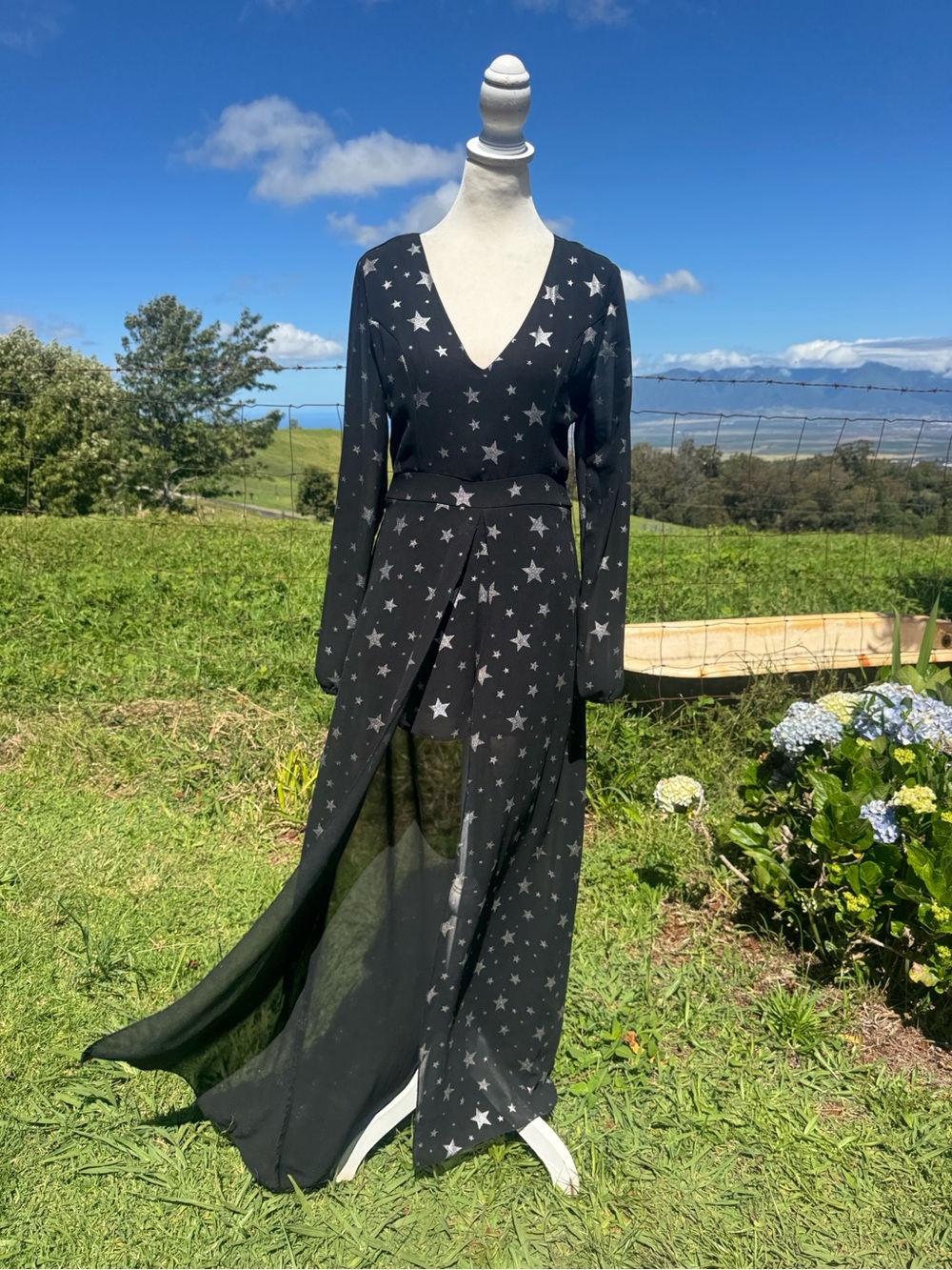 Stunning Celestial Stars Whimsical whimsiGoth romper black silver Small